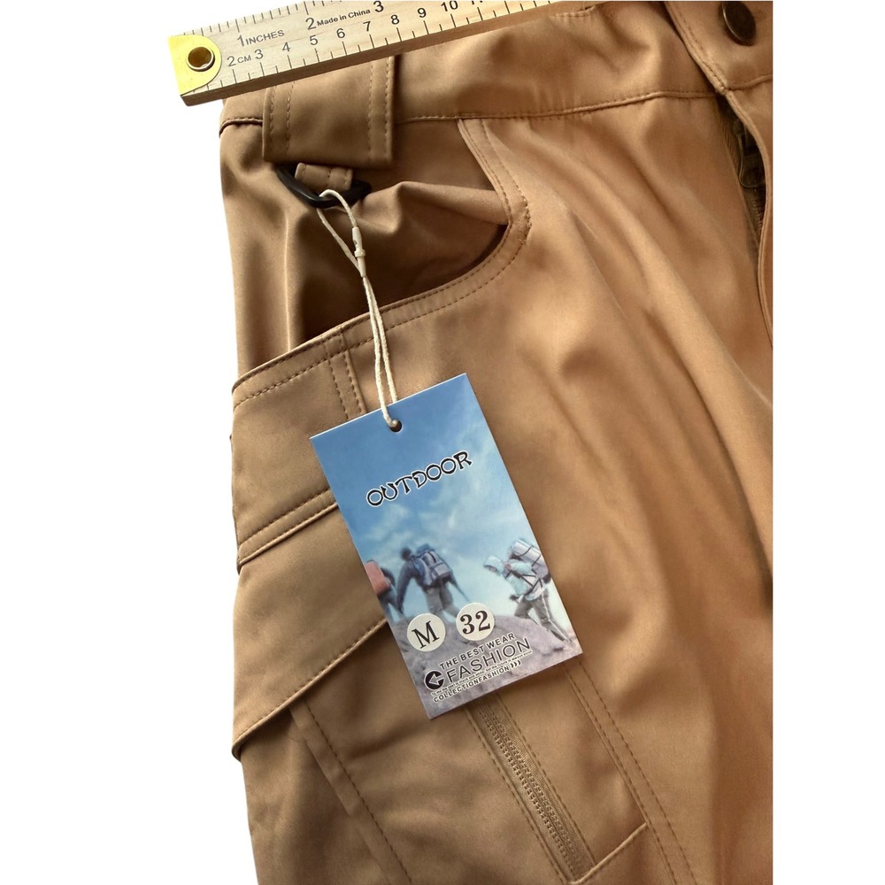 Outdoor Tactical Cargo Pants Tan Khaki Water Repellent Hiking Work Mens M 32 - Picture 4 of 7